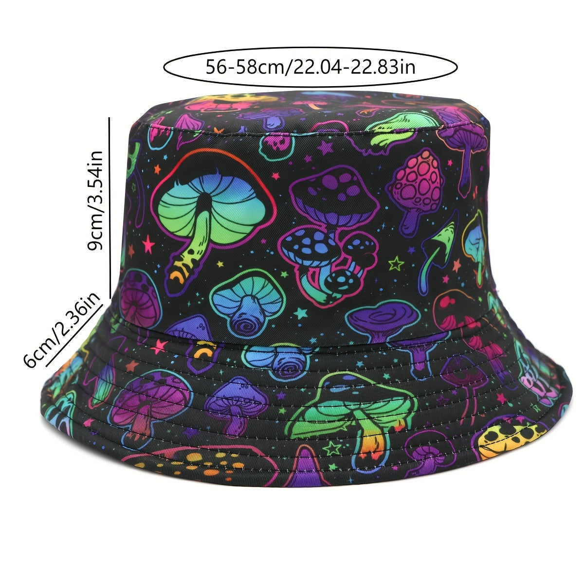 1pc Vibrant Mushroom Pattern Reversible Bucket Hat