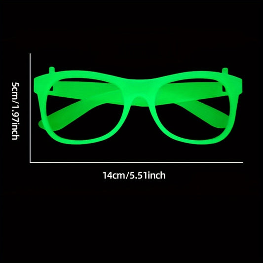 6 Pairs Glow-in-the-Dark Neon Party Glasses - UV Activated Round Plastic Frames for Bars, KTVs, Weddings & Birthdays | No Battery Needed Illuminating Photo Props & Group Accessories, Bar Accessories, Vibrant Eyewear Style, Lu