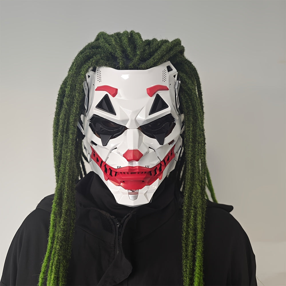 1pc Joker Clown Costume Mask - Inspired Horror Joker Mask with White & Red Lip Design, Clear Eyes & Sharp Jawline - Non-Toxic & Easy-to-Wear for Cosplay, Carnival, Costume Parties - Joker Makeup Effect for Adults & Teens (No