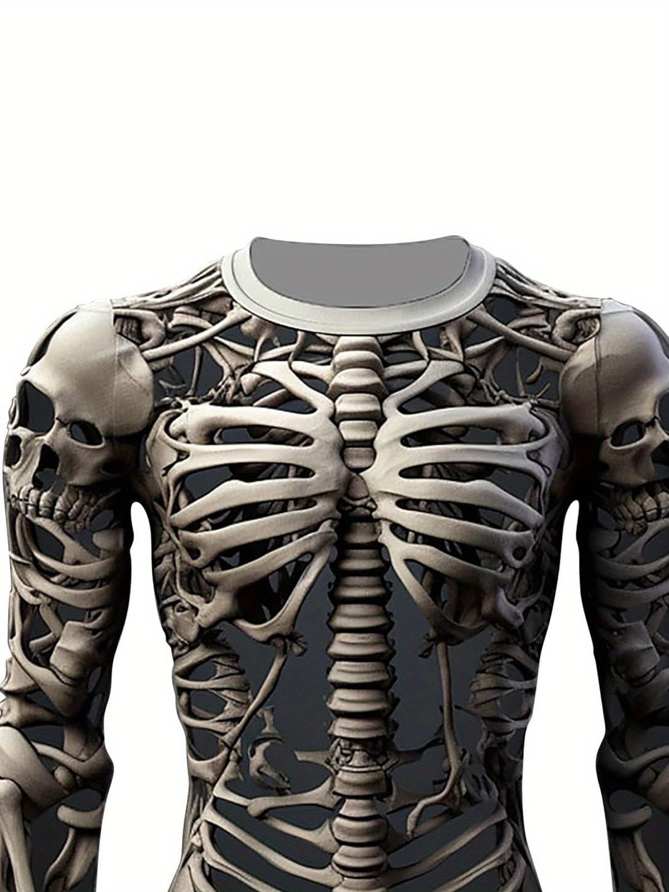 Men'S Skeleton Shirt Long Sleeve Fun Skull Ribs 3D Print T-Shirt Fashion Round Neck T-Shirt Holiday Party Costume 100% Polyester Machine Washable Men'S Essential Spring and Autumn Long Sleeve T-Shirt Suitable for Halloween Da