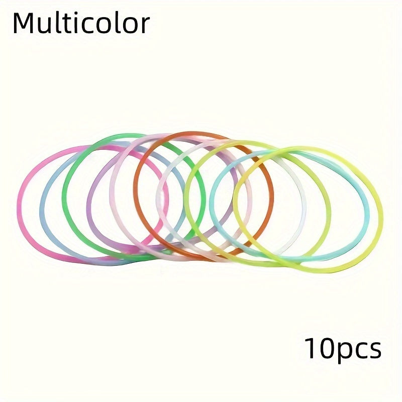 10pc Luminous Silicone Bracelet Set Simple Style Hand Jewelry Decoration Party Favors, For Music Festival