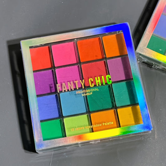 16-Color FANTASY CHIC Rainbow Matte Eyeshadow Palette - Vibrant Pink, Purple, Red, Yellow Shades with Neutral Tones, Blendable Matte Finish for Day to Night Makeup Looks, Fashion Makeup | Playful Packaging | Highquality Pigme