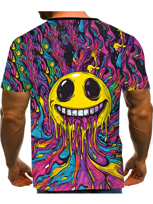 Men'S Vibrant Psychedelic T-Shirt - Colorful Abstract Print, Casual Crew Neck, Short Sleeve, Summer Fashion Tee, Summer Fashion Tee | Vibrant Print Tee | Digital Print Tee