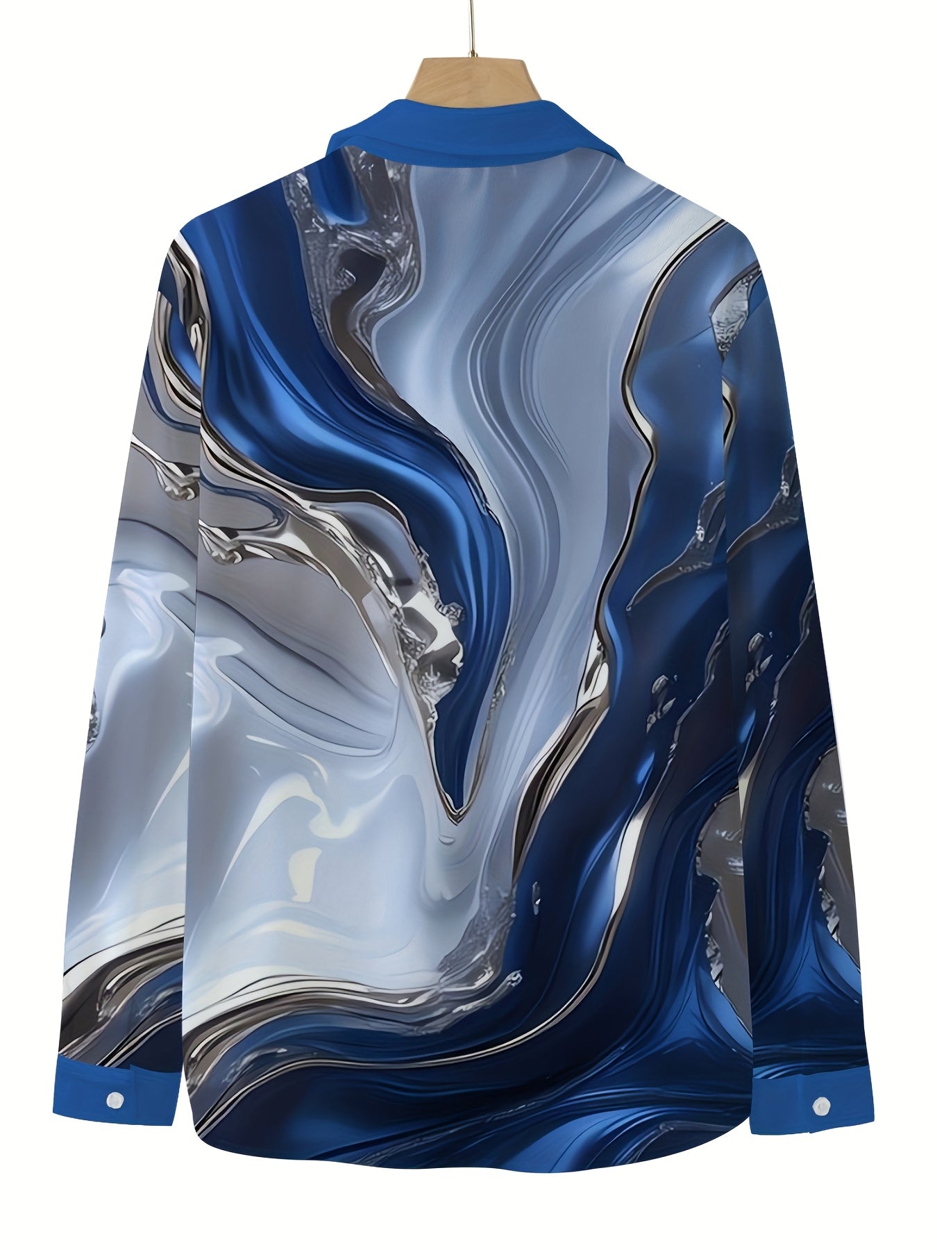Scary Blood & Handprint Pattern Men's Long Sleeve Lapel Shirt, Men's Halloween Style Clothing For Spring Fall