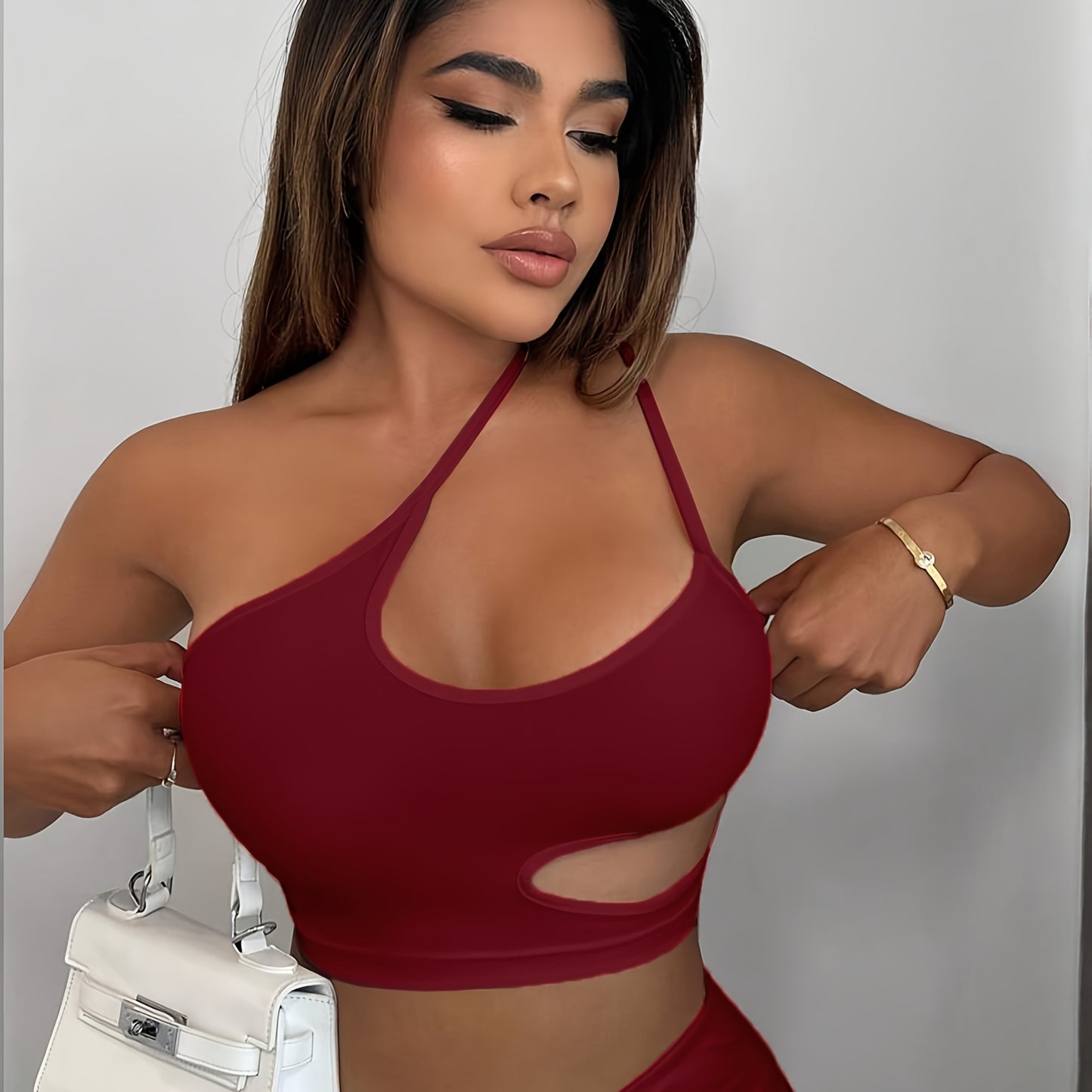 Women'S Sexy Neon Green One-Shoulder Cut-Out Crop Top - Stretchy Workout & Casual Wear, Perfect for Fitness, Parties, and Casual Attire, Fitness Apparel | Neon Green Top | Cutout Design, Gym Clothes