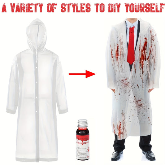 7pcs Halloween Zombie Costume Set, Raincoat with No Print, Requires DIY, Includes Halloween Props Knife, Red Tie, Suitable for Cosplay Role Play Party