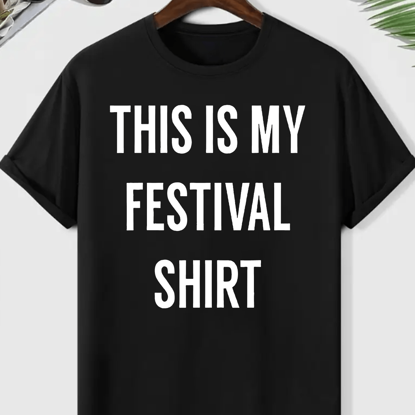 Men's "This Is My Festival Shirt" Graphic Tee - Gray Casual Crew Neck Short Sleeve T-Shirt, Lightweight & Breathable Polyester Blend, Perfect for Summer Festivals & Casual Attire