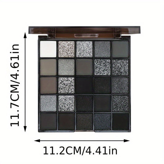 25-Color Black Swan Eyeshadow Palette - Smoky & Gothic Styles in Shades of Black, Dark Gray, and Grey, 925 Soft Matte & High Options for Halloween & Easter, Gothic Makeup | Matte Finish | Pigmented Palett