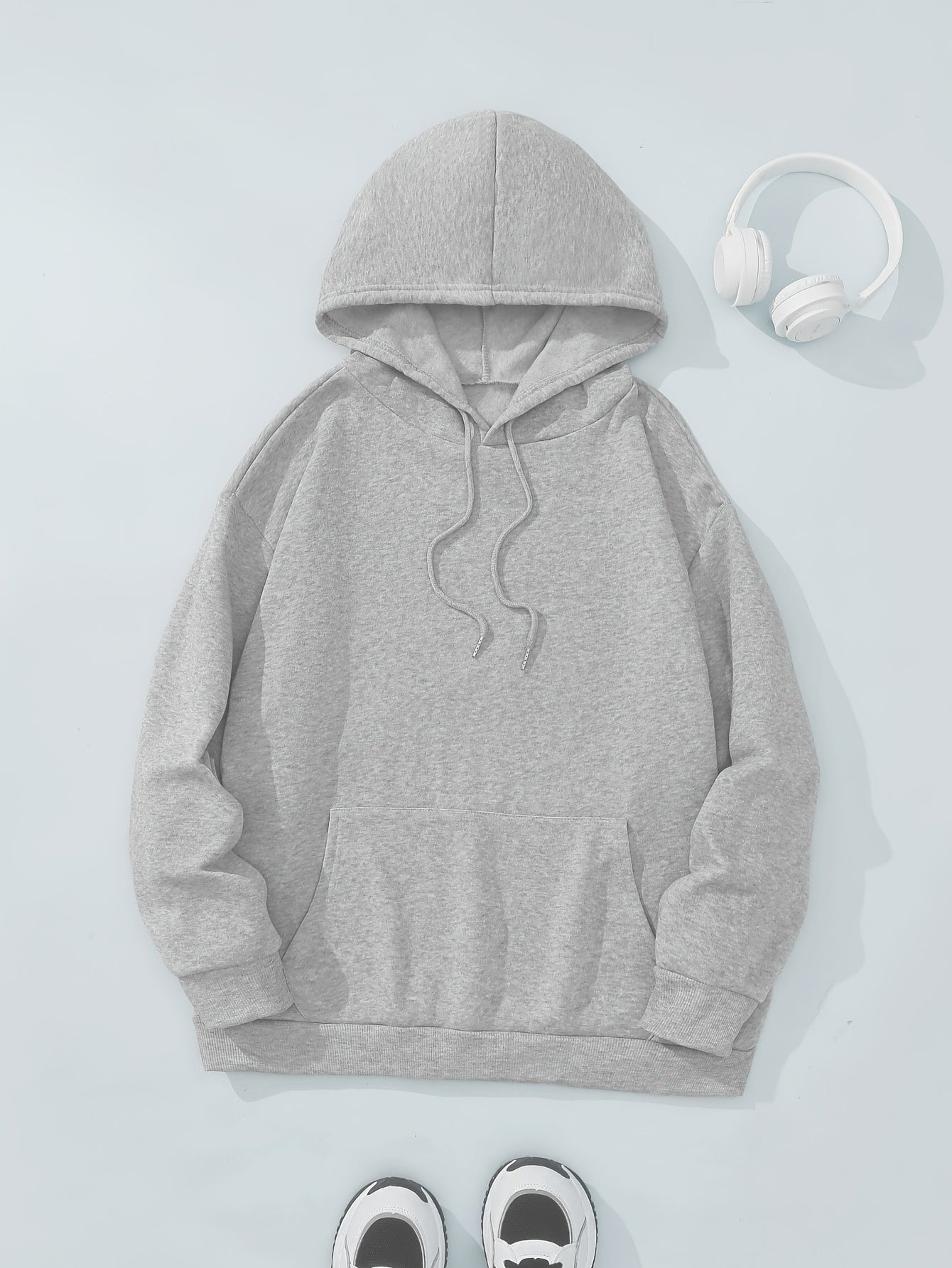 Plus Size, Women's Plus Size "EAT SLEEP RAVE REPEAT" Graphic Hoodie - Music Festival Print with Colorful Lights & DJ Design, Cozy Drawstring Hooded Sweatshirt for Winter & Autumn, Machine Washable Casual Pullover