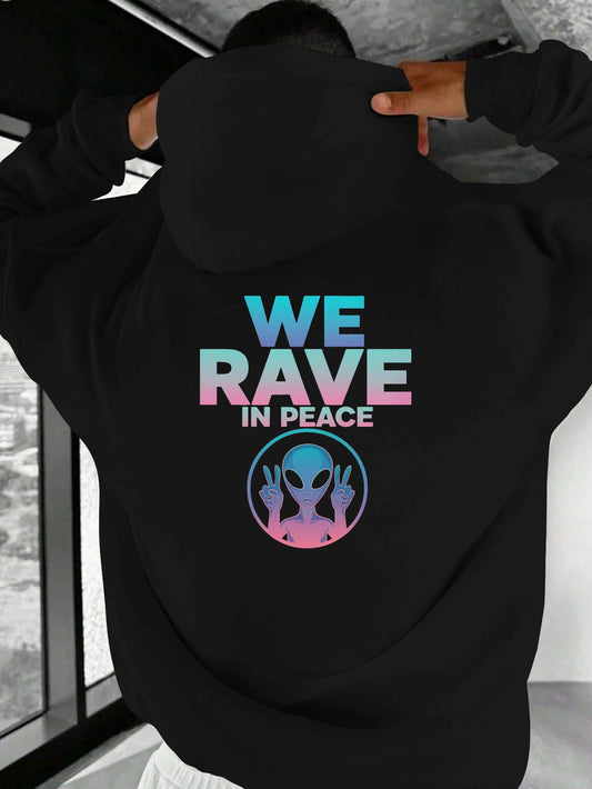 WE RAVE IN PEACE with Alien Men'S Casual Hoodies