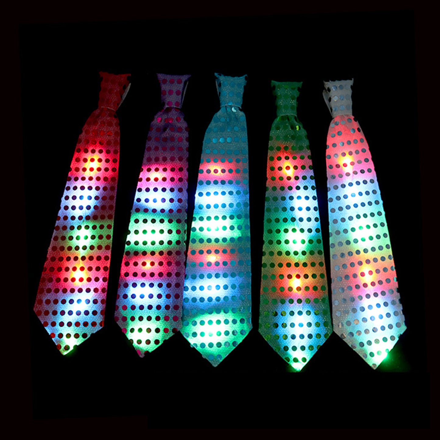 A Men'S LED Flashing Novelty Tie Powered by 3 Button Batteries, Perfect for Bar, Bungee, Dance Parties, And Festive Decorations, Party Supplies.