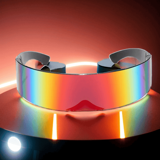 1pc Futuristic Cyberpunk Party Glasses - Glitzy Techno-Style with Rainbow Reflection, Durable PC Material, Perfect for Prom & Themed Events