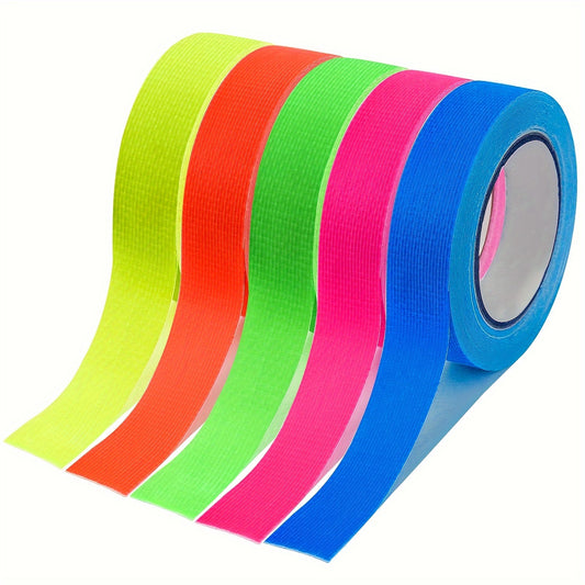 5pcs Fluorescent Neon Adhesive Tapes - 5 Colors - UV Black Light - Party Decoration, Halloween, Crafts - 5m x 12.7mm