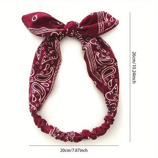 1pc Bohemian Moon & Stars Headband - Soft, Elastic Hair Accessory for Women, Rabbit Ears Design, Vintage Style with Cross Pattern, Perfect for Casual & Festive Occasions, Festive Headwear | Bohemian Style | Knitted Texture