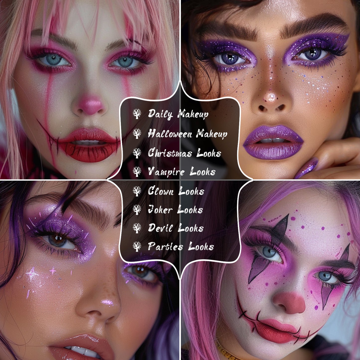 UCANBE Purple Eyeshadow Makeup Palette, 15 Colors Dark Smokey Shimmer Matte Metallic Glitter Eye Shadow Pallet, Violet Lavender Pink Make Up Kit for Cosplay Halloween Ursula Witch Costume Parties, Carnival/Mardi Gras/Masquera