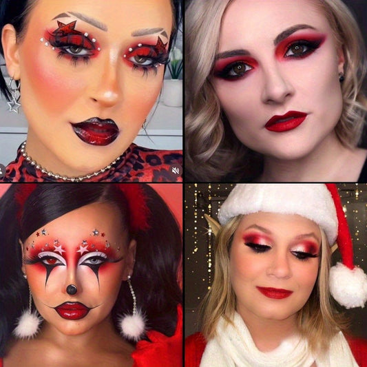 Nine-color black and red gothic makeup palette eyeshadow palette - suitable for role playing, parties, stage performances, Valentine's Day or any festive occasions - including glitter, metallic and matte effects