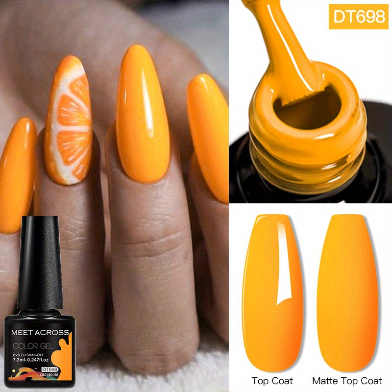 MEET ACROSS 14 Colors Fluorescent Neon Gel Nail Polish - Semi-Permanent Soak Off LED/ Curable, & Fragrance-Free Nail Art Manicure Varnish for Vibrant Glossy Finish, Highshine Nails, Professional Quality, Salon Professionals