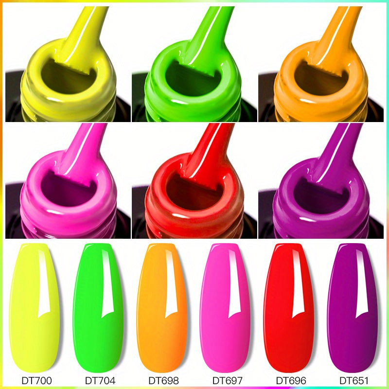 MEET ACROSS 14 Colors Fluorescent Neon Gel Nail Polish - Semi-Permanent Soak Off LED/ Curable, & Fragrance-Free Nail Art Manicure Varnish for Vibrant Glossy Finish, Highshine Nails, Professional Quality, Salon Professionals