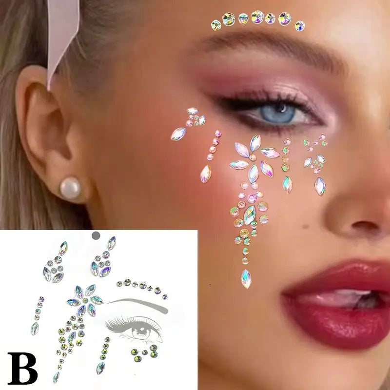 1pc Sparkling Rhinestone Eye Jewelry Sticker - Glittering Artificial Diamond Face Decoration, Suitable for Festivals, Cosplay, Parties and Photo Shoots, ABS Material, Round, Multi-Season Makeup Accessory, Party Face Decoratio