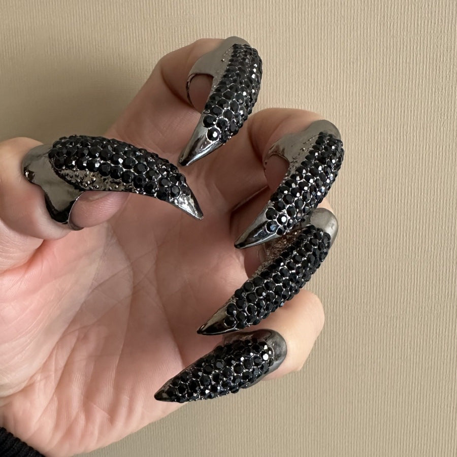 5pcs, Eagle Claw Ring, Punk Style Cat Claw Ring, Gothic False Nails, Armor Effect Finger Joints Curved Sharp Claws, Suitable for Role-Playing Parties, Unisex Halloween Gifts, Exaggerated Long Nails, Personalized Fashion Style
