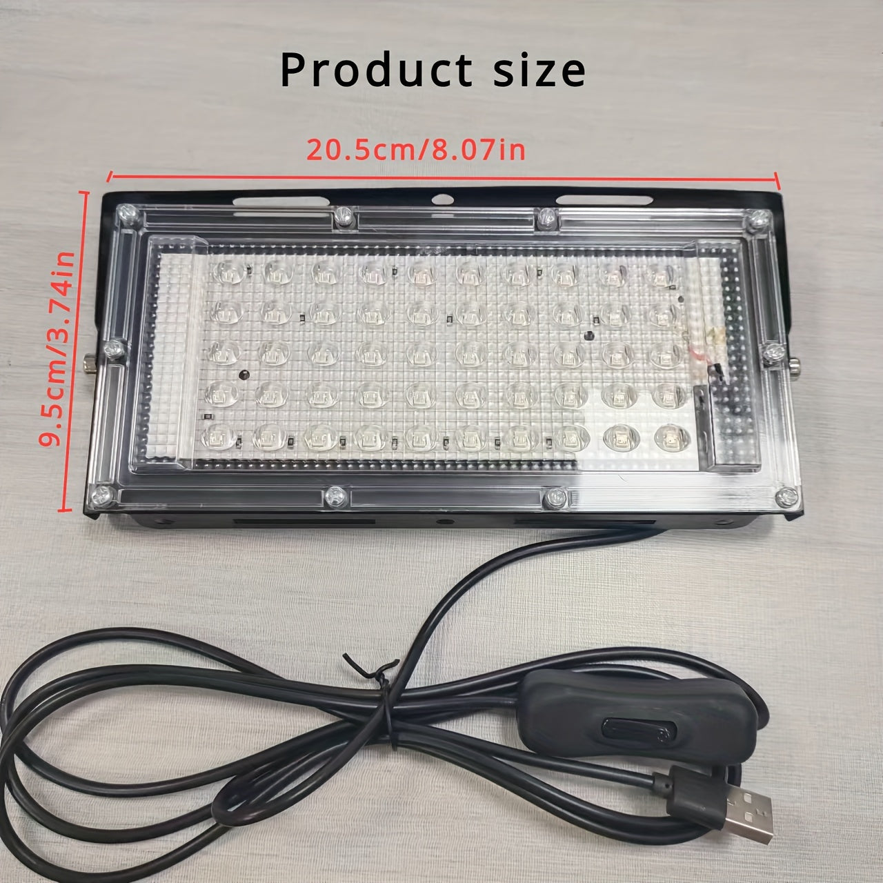 USB Powered Black Light with 50/96/144 LEDs, Metal UV Floodlight for Luminous Parties, Halloween/Christmas, Body & Fluorescent Painting, Birthday & Neon Events, Switch Control, No Battery Required, Night Light Rechargeable