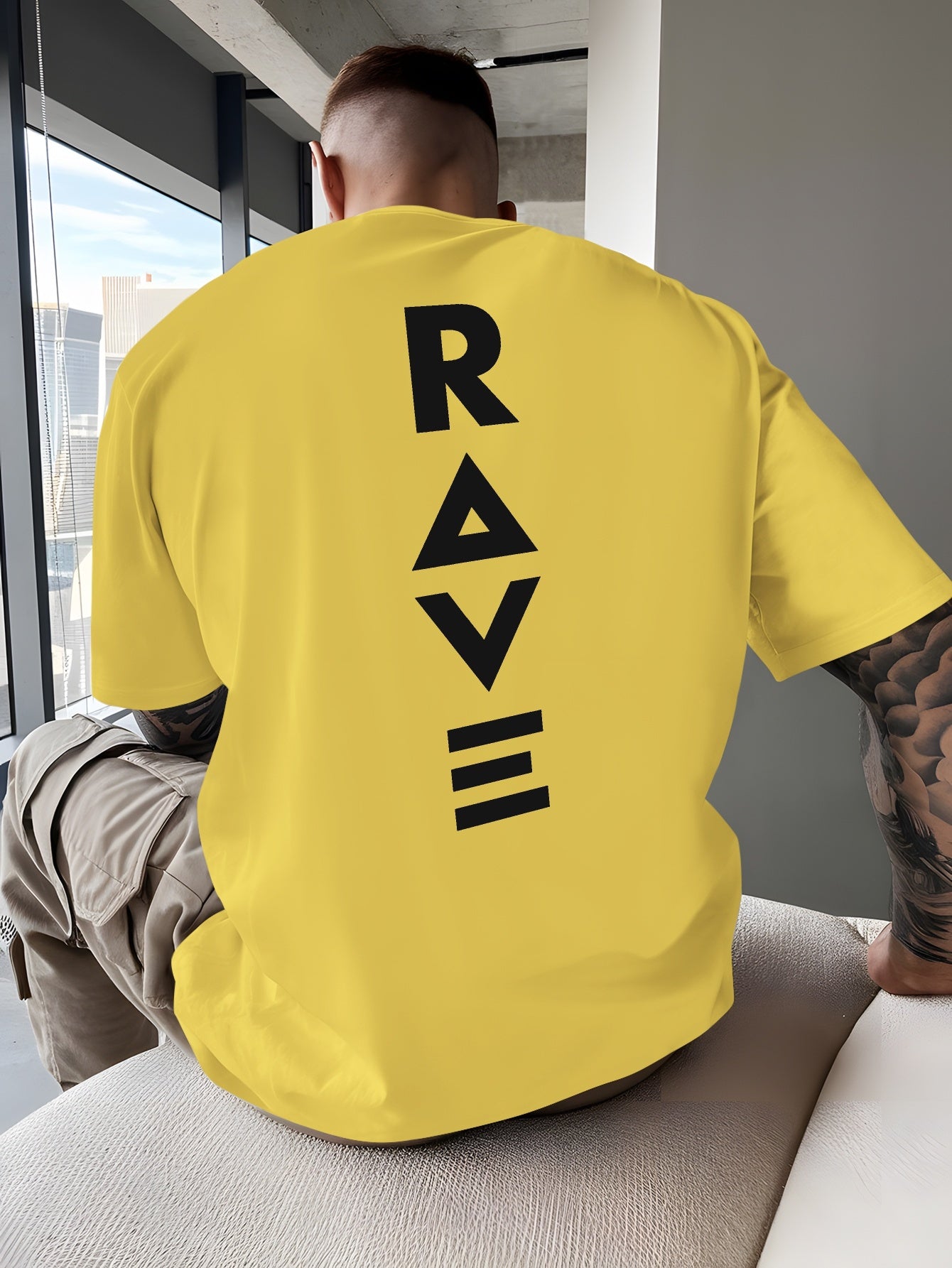 Men's Trendy Summer Short-Sleeve T-Shirt with "Rave" Graphic Print - Breathable, Versatile Round Neck Tee for Beach Vacations & Casual Wear, Breathable Clothing | Relaxed Fit Shirt | Comfortable Fabric, Shirts for Summer