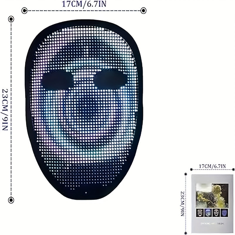 Programmable LED Halloween Mask with App Control - USB-Rechargeable Scary Glow Face Costume Party mask, Real-Time Lighting Effects for Adults, Perfect for Halloween, Christmas, Carnival - by SLSHINING
