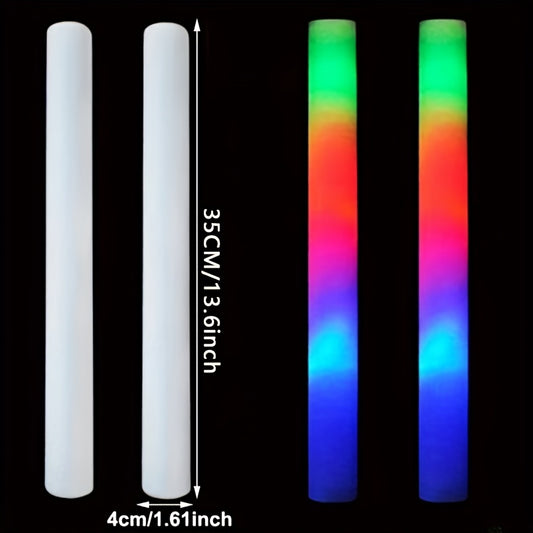 50pcs 35cm Tricolor LED Emitting Foam Glow Stick With Three Emission Modes Suitable For Valentine'S Day Decoration, Halloween, Mother'S Day, Weddings And Other Holiday Events, Parties And Gatherings