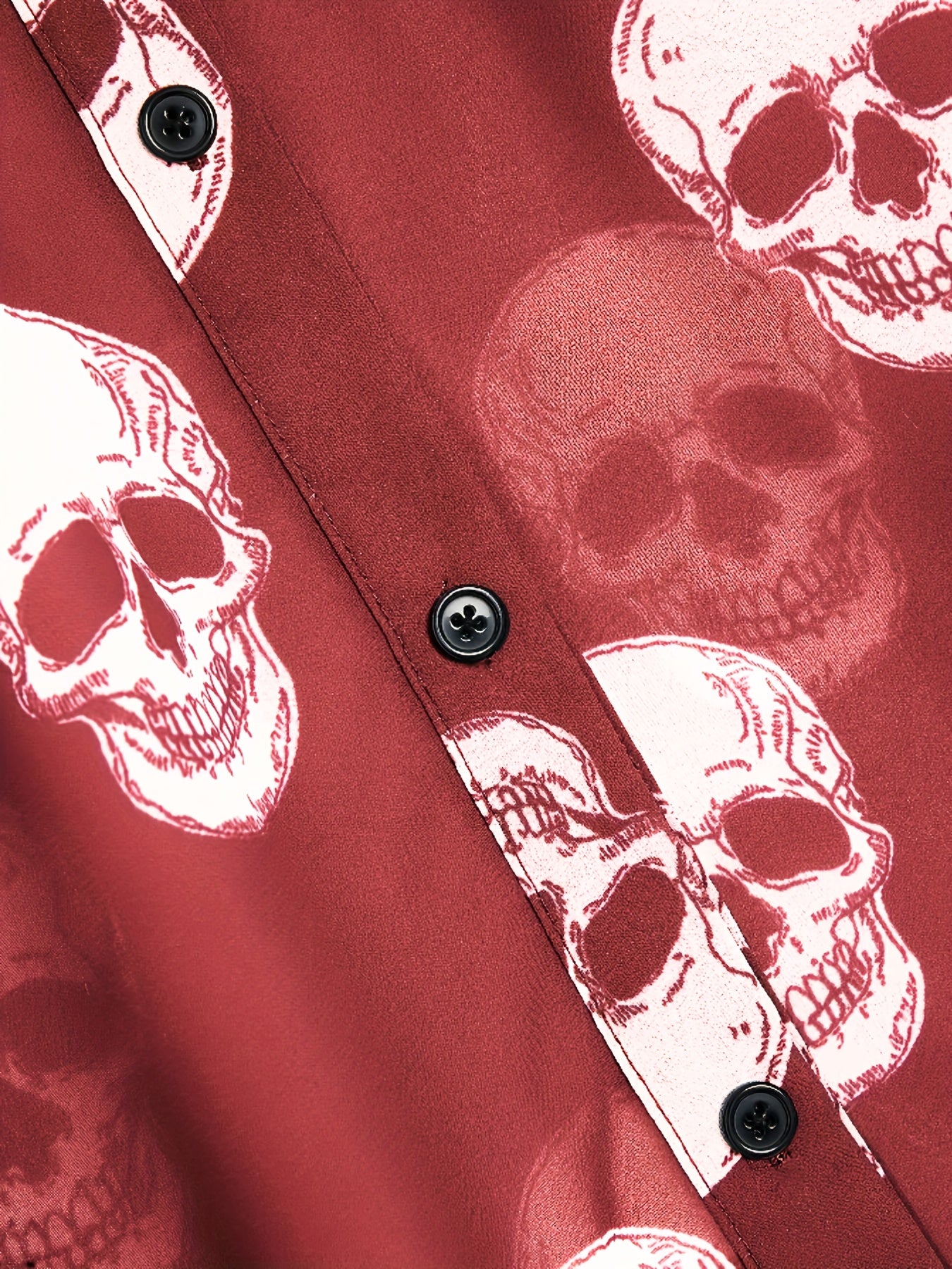 Women'S Elegant Halloween Skull Print Shirt, 100% Polyester Linen Blend, All-Season Lapel Collar, Woven Fabric, 180gsm - Adult Fashion Top