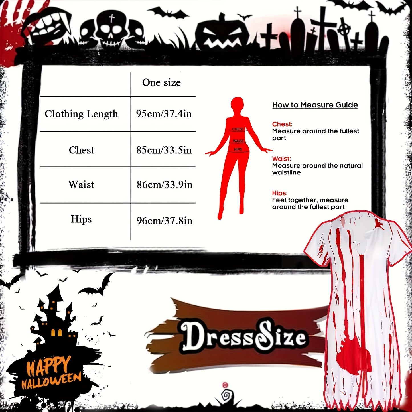 6pcs Halloween Nurse Costume Set for Women - Vintage Style, Polyester Fiber, Includes Dress, Hat, Blood-Dripping Necklace, Fake Knife, and Stockings with Red Accents, Perfect for Adult Cosplay