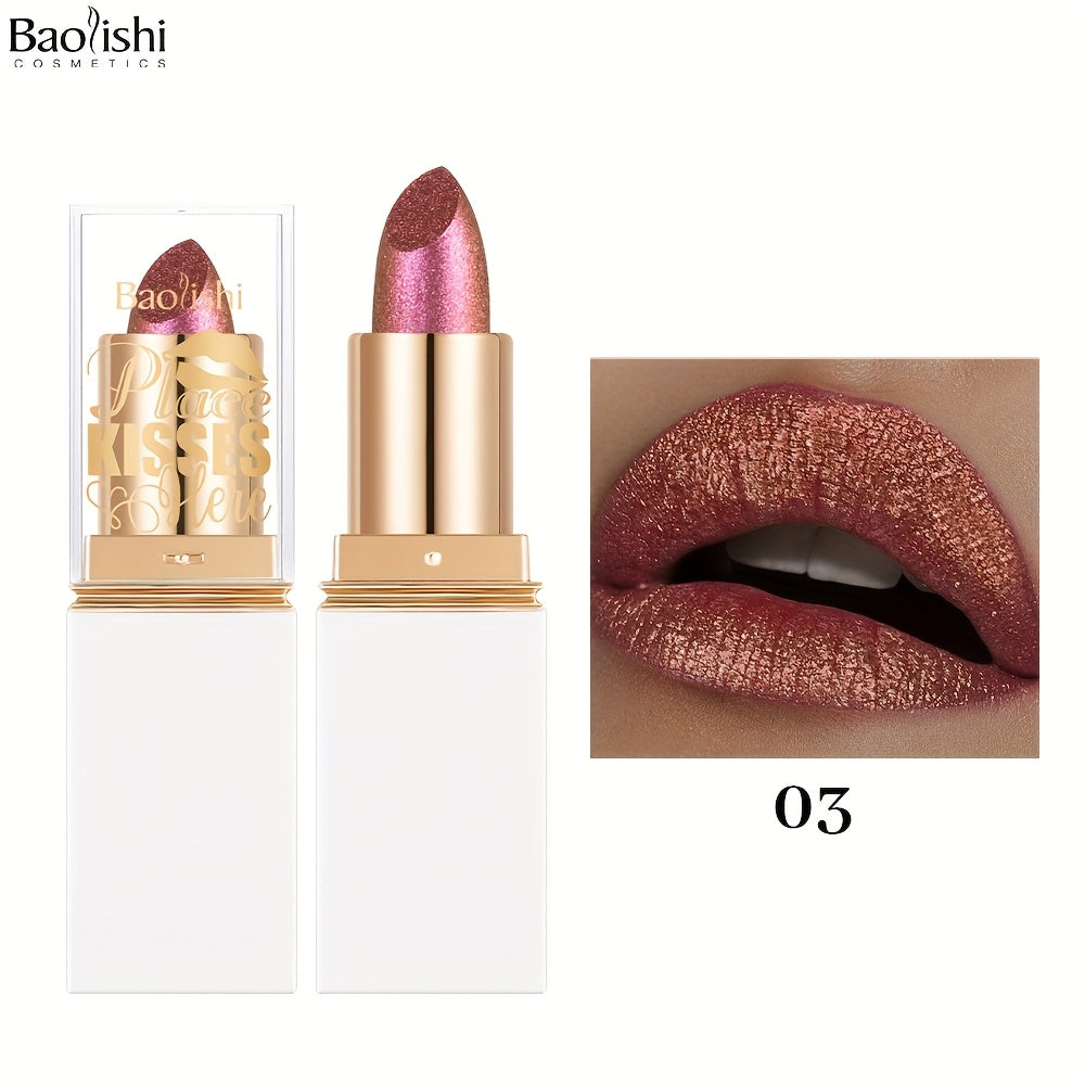 BAOLISHI Chameleon Shiny Lipstick, Highly Pigmented Metallic Lipstick Shiny Gradient Color Long-lasting Makeup Sparkle For All Day For Music Festival