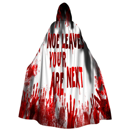 1pc Adult Horror Blood-Splatter Hooded Robe with Adjustable Tie - Realistic Fake Blood Drip Effect, Hand Wash Only, Red & Black Gothic Costume for Halloween, Themed Parties & Cosplay - Spooky Cloak with Handprint Design, Mult