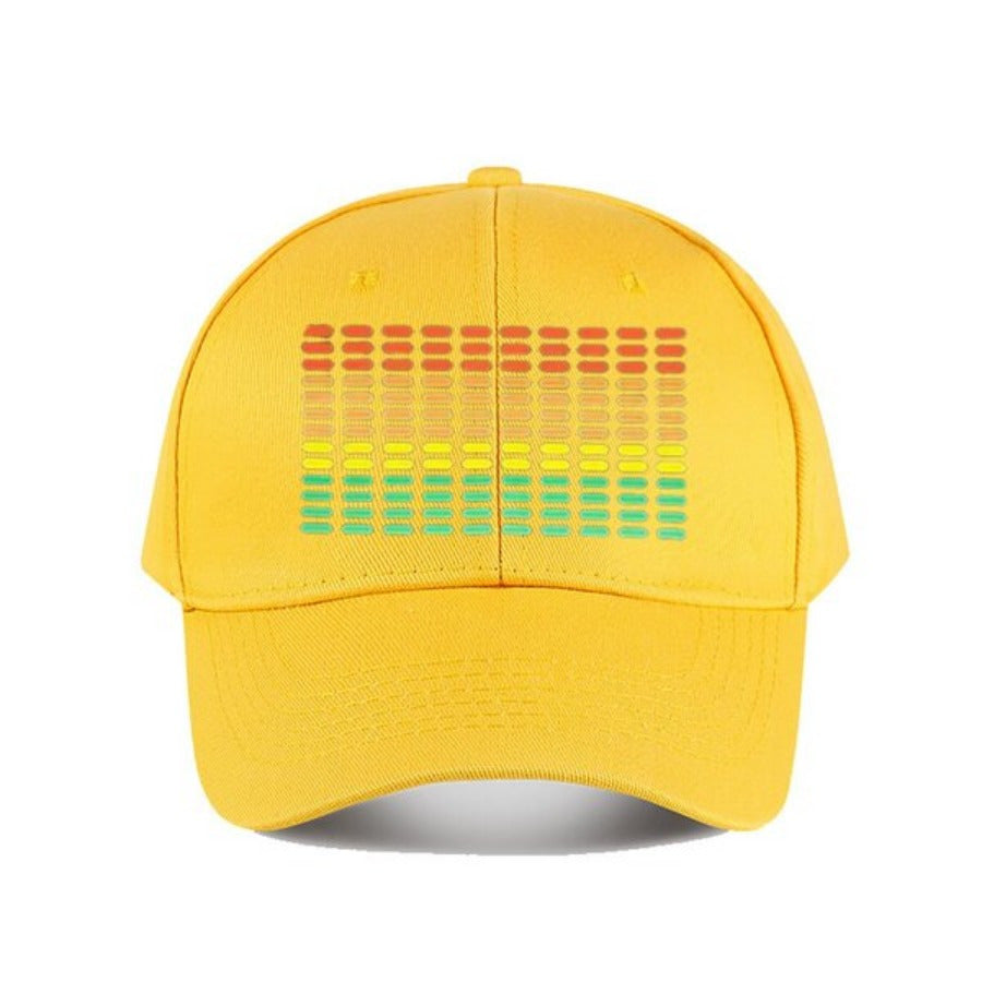 Sound Activated LED Music Equalizer Hat - RGB Lighting (Red/Green/Blue/Purple), Adjustable Snapback Baseball Cap, Breathable Polyester Nightclub & Festival Headgear for DJs, Concerts, Parties - Unisex Clubbing Cap, Music Acce