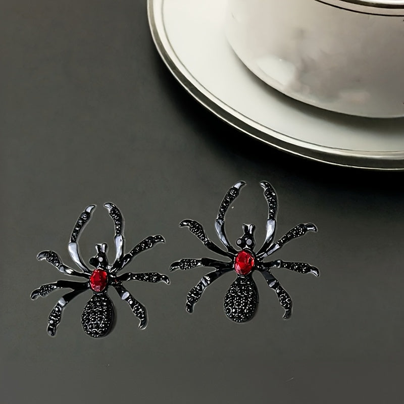 New dark Gothic-style spider jewelry set, perfect for Halloween costume accessories, a must-have for exaggerated European and American parties, a spider necklace, bracelet, adjustable ring and earrings 4pcs jewelry set