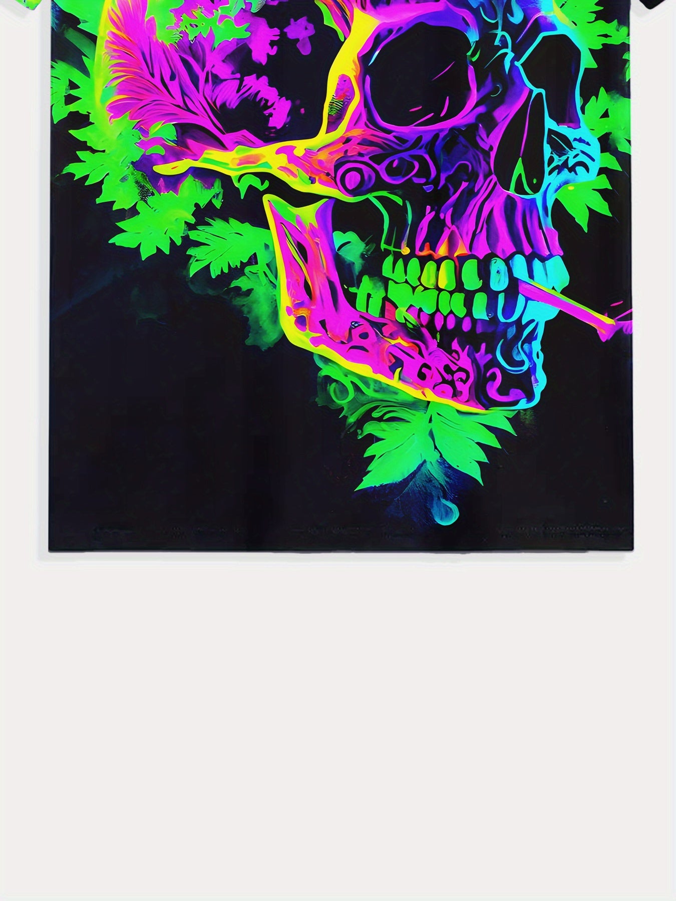 Men's Fluorescent Skull Print T-Shirt - Vibrant Summer Short Sleeve Tee, Casual & Comfortable Round Neck Graphic Tee for Casual Attire, Everyday Tshirt | Artistic Fashion Tee | Comfortable Fit, Tee Shirts