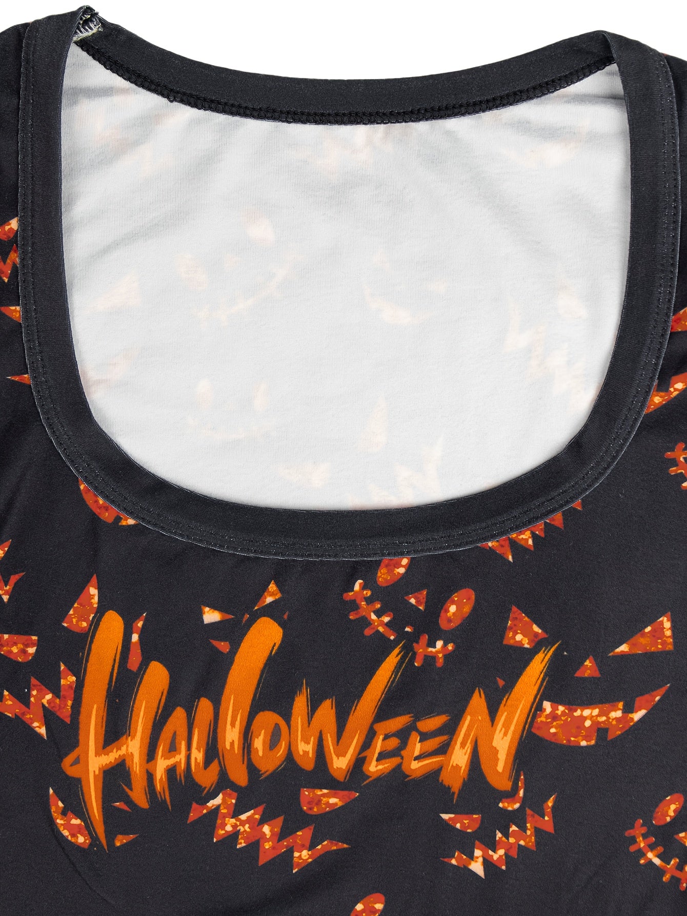 Women'S Halloween Skull 3D Print Top & Skirt Set - Black with Orange Pumpkin & Bat Design, Short Sleeve Crop Top & Mini Skirt, Perfect for Festive Occasions, Festive Attire|Playful Print|Short Sleeve Top, Halloween Costume