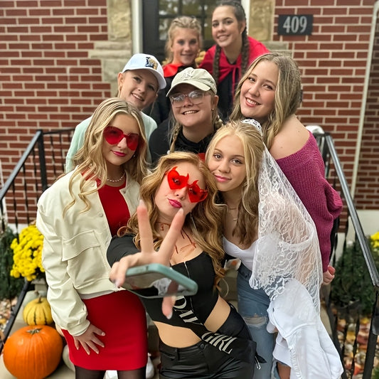 1pc - 2pcs Novelty Red Tinted Glasses with Heart-Shaped Devil Horns, Polycarbonate Halloween Costume Glasses, Themed Party & Event Accessories, Popular Culture Fashion Accessory, Valentine'S Day, Easter, Halloween, Halloween