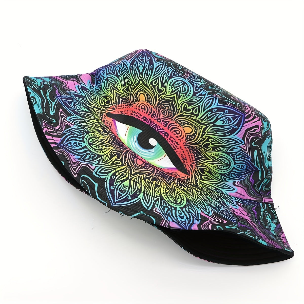 1pc Lightweight Double-Sided Print Bucket Hat - Vibrant All-Seeing Eye, Sun-Protective & Perfect For Parties And Outdoor Activities For Men And Women