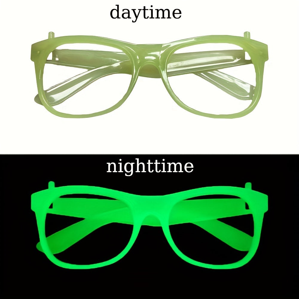 6 Pairs Glow-in-the-Dark Neon Party Glasses - UV Activated Round Plastic Frames for Bars, KTVs, Weddings & Birthdays | No Battery Needed Illuminating Photo Props & Group Accessories, Bar Accessories, Vibrant Eyewear Style, Lu