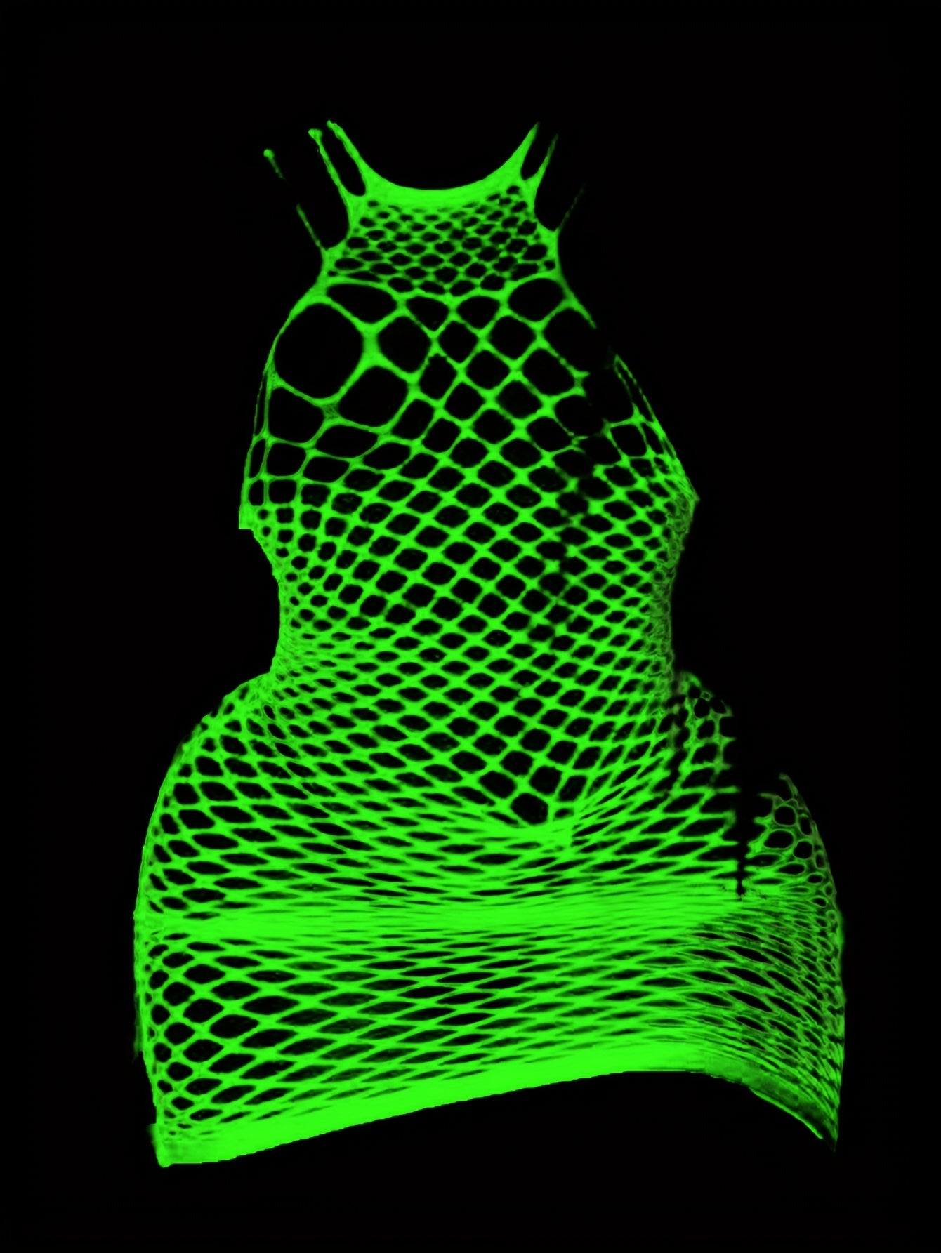Glow-in-the-Dark Fishnet Bodycon Dress - Sexy Hollow Out Design, Sleeveless Mesh Cover Up for Women, Perfect for Music Festivals, Summer Beach Vacations & Nighttime Parties, Cute Bodycon Dress, Festival Fashion, Seethrough Ma