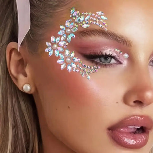 1pc Sparkling Rhinestone Eye Jewelry Sticker - Glittering Artificial Diamond Face Decoration, Suitable for Festivals, Cosplay, Parties and Photo Shoots, ABS Material, Round, Multi-Season Makeup Accessory, Party Face Decoratio