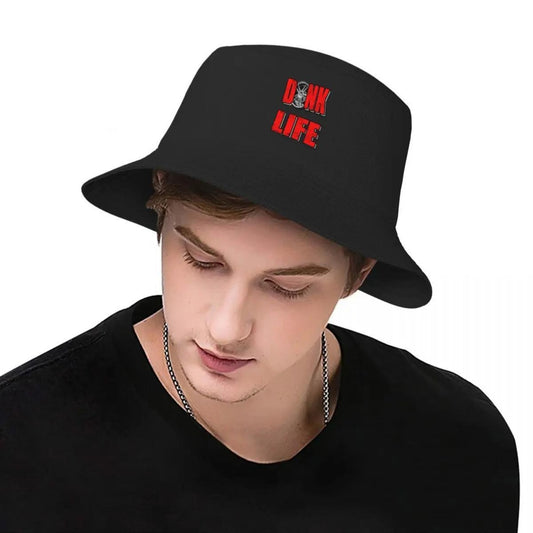 Donk Life Red Bucket Hat - Vintage Style, Polyester, Black with Bold Red Lettering, Perfect for Outdoor Sports & Casual Wear, Outdoor Sports Hat | Bold Graphic Hat | Durable Headgear