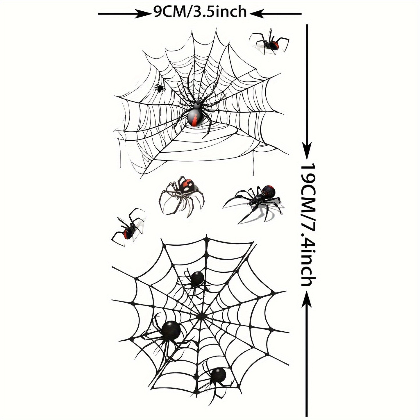 1 Sheet Realistic Waterproof Temporary Tattoos, Spider Web and Spiders Design, Long-Lasting Fake Sleeve Tattoo Stickers for Adults, Oblong Shape, Arm, Thigh, Leg, Forearm, Shank Body Art Decor
