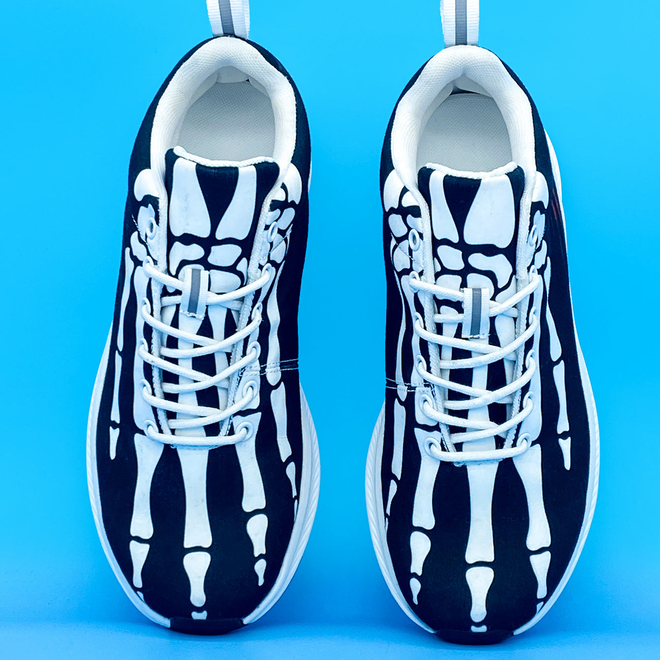 Halloween Devil's Bone Men's Lightweight Running Shoes - Low-Top Lace-Up, Skeleton & Flame Design, Breathable Fabric, MD Sole, Perfect for Halloween & Beyond
