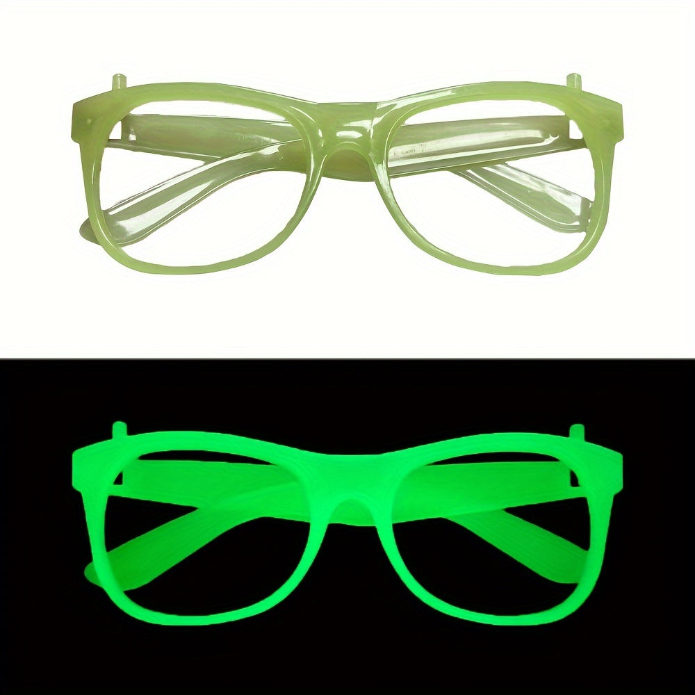 6 Pairs Glow-in-the-Dark Neon Party Glasses - UV Activated Round Plastic Frames for Bars, KTVs, Weddings & Birthdays | No Battery Needed Illuminating Photo Props & Group Accessories, Bar Accessories, Vibrant Eyewear Style, Lu
