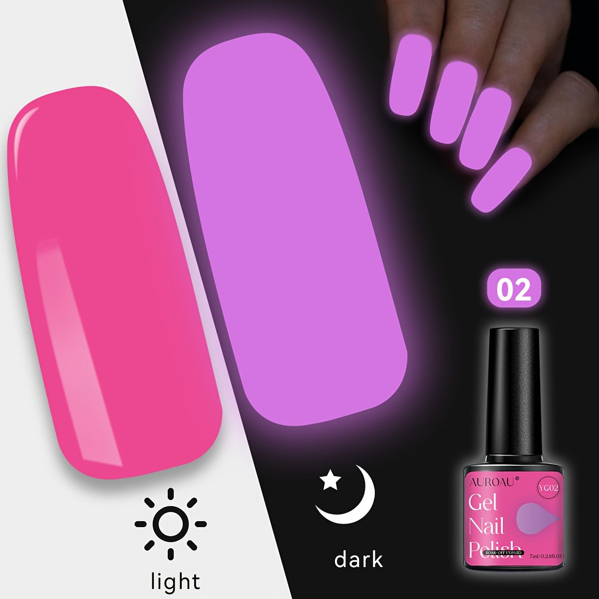 1pc Auroau Gel Nail Polish, Luminous Long-Lasting Nail Gel, Vibrant Color Palette, Non-Toxic, Fast-Drying, High Saturation, Easy to Apply, with Alcohol-Free Formula, for Parties, Dates, Clubbing, Ideal Gift for Christmas & Ne
