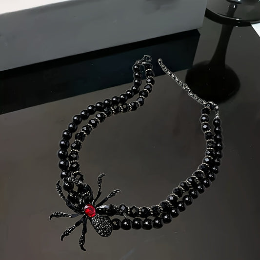 New dark Gothic-style spider jewelry set, perfect for Halloween costume accessories, a must-have for exaggerated European and American parties, a spider necklace, bracelet, adjustable ring and earrings 4pcs jewelry set