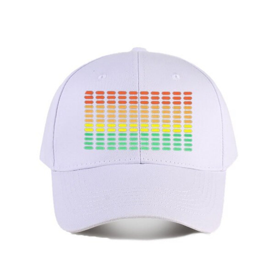 Sound Activated LED Music Equalizer Hat - RGB Lighting (Red/Green/Blue/Purple), Adjustable Snapback Baseball Cap, Breathable Polyester Nightclub & Festival Headgear for DJs, Concerts, Parties - Unisex Clubbing Cap, Music Acce