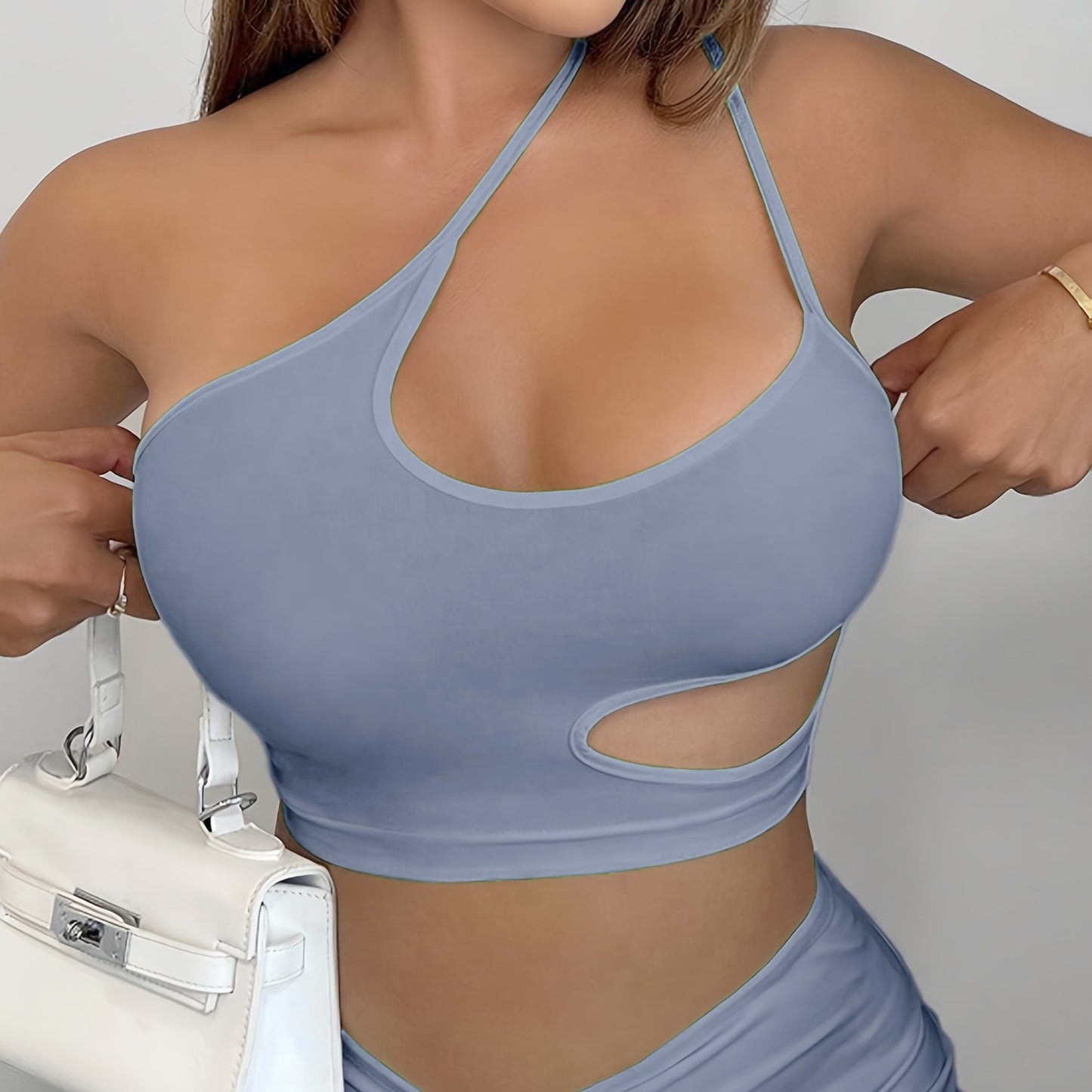 Women'S Sexy Neon Green One-Shoulder Cut-Out Crop Top - Stretchy Workout & Casual Wear, Perfect for Fitness, Parties, and Casual Attire, Fitness Apparel | Neon Green Top | Cutout Design, Gym Clothes