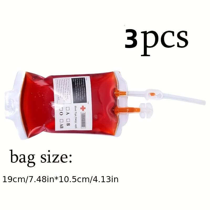 3pcs Halloween Blood Bag Party Decorations, Themed Reusable Makeup Ball Masks, Costume Party Props, Party Bags